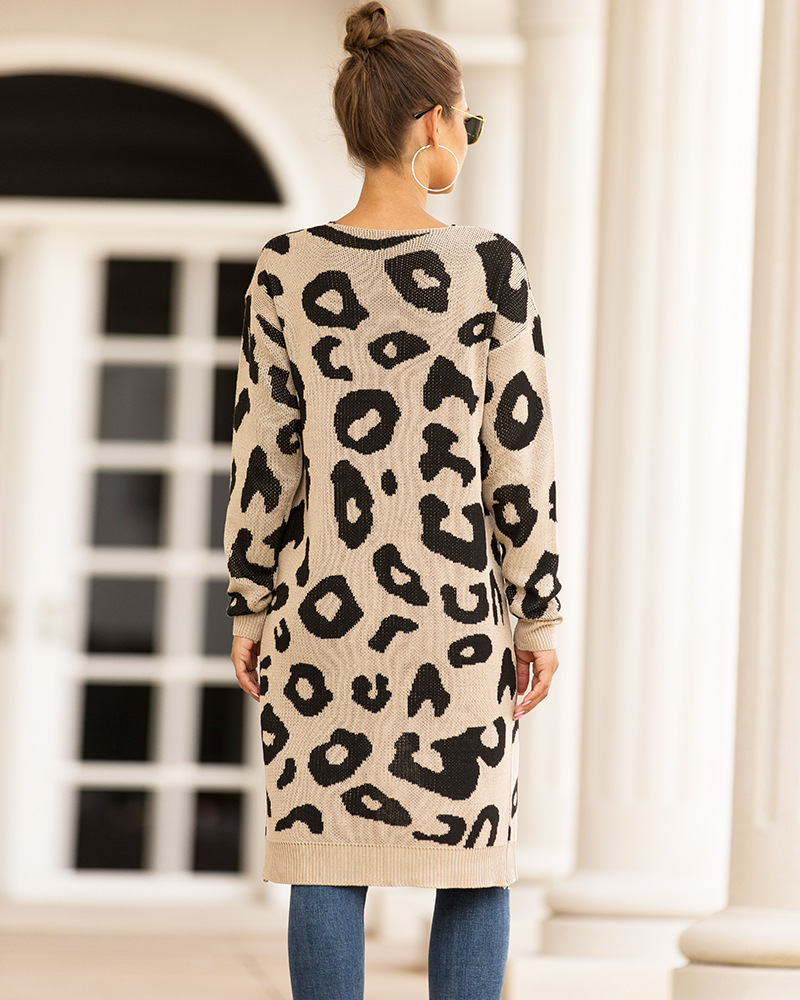 camouflage leopard print knitted cardigan nihaostyles clothing wholesale NSMMY84055