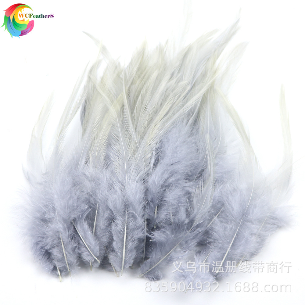 温册羽毛现货批发自然色青芦花尖8-16cm50根一套黑白条花鸡毛详情图14
