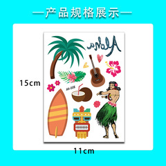 Creative cartoon stickers Fashion Hawaiian party tattoo Sticker summer flowers trendy tattoo stickers tattoo