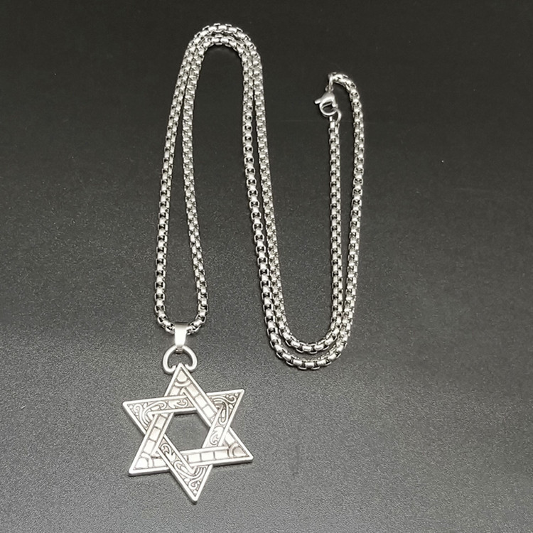 Six-pointed Star Necklace Titanium Steel Pendant For Couples_voghion.com