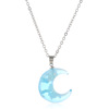 Natural wind new night light, blue sky white cloud moon pendant blue sky cloud stainless steel necklace wholesale pendant