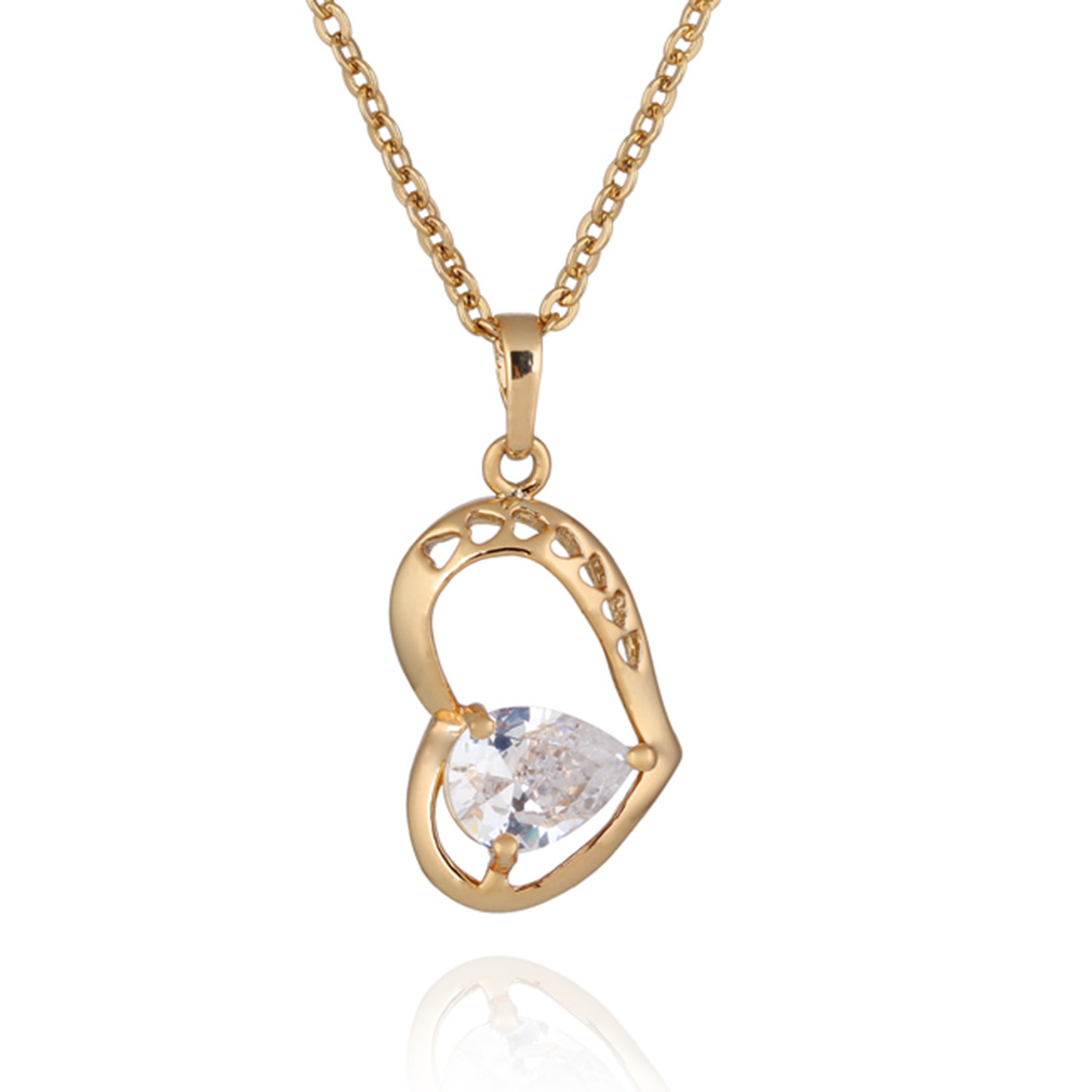Brand copper necklace heart shaped with zircon