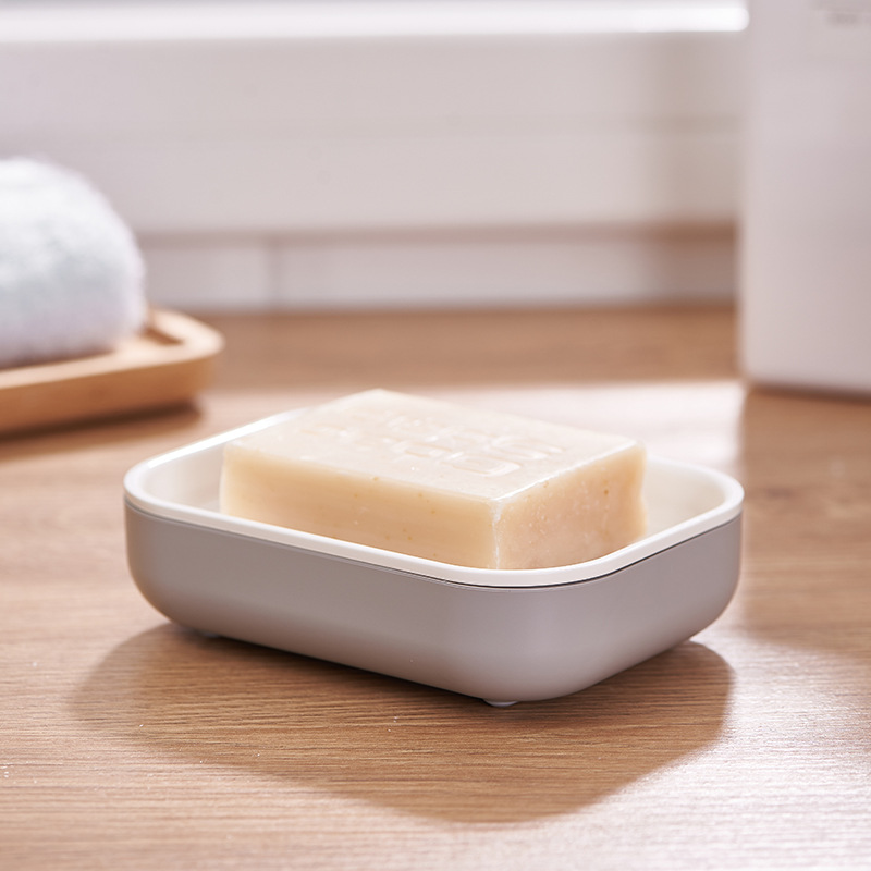 Estilo nórdico suministros de baño jabonera inferior soporte de jabón antideslizante bandeja de jabón de doble capa caja de jabón de filtro de agua de drenaje