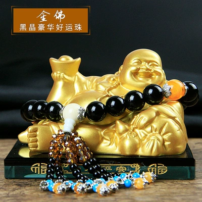 Car ornaments – Car Interior Decoration - golden-buddha-black-crystal-buddha-beads