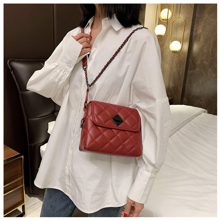 Ins Small Bag Female 2019 New Fashion Western Style Messenger Bag Korean Version Of The Red Texture Rhombus Chain Bag display picture 28