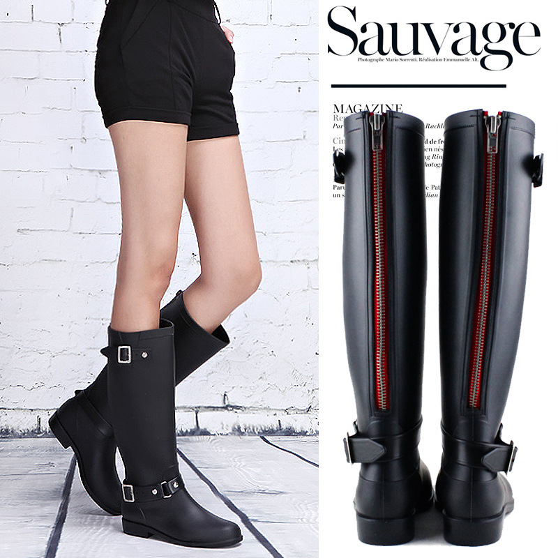 Botas de lluvia altas para mujer - Impermeables y antideslizantes - Con cremallera y estilo coreano - Para adulto - Venta al por mayor image 3
