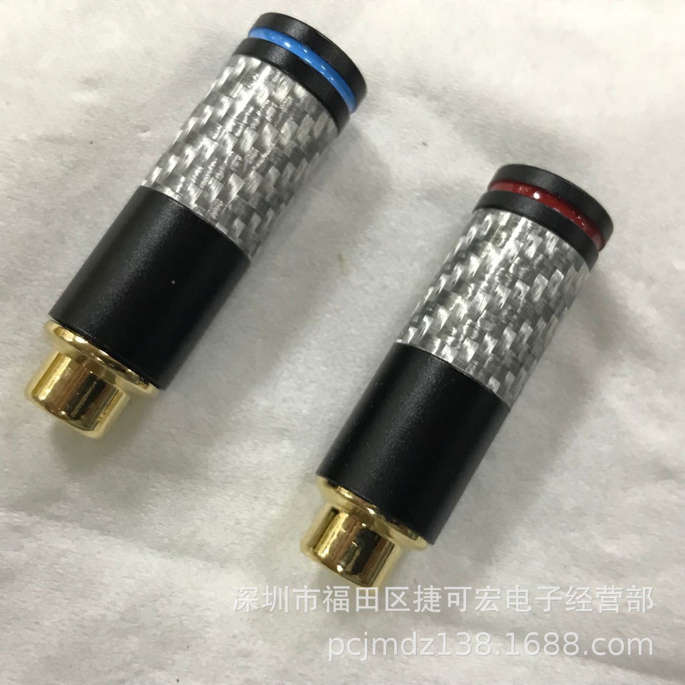 碳纤维烤漆RCA母视频插头/碳纤烤漆莲花母插头/6.5mm线孔