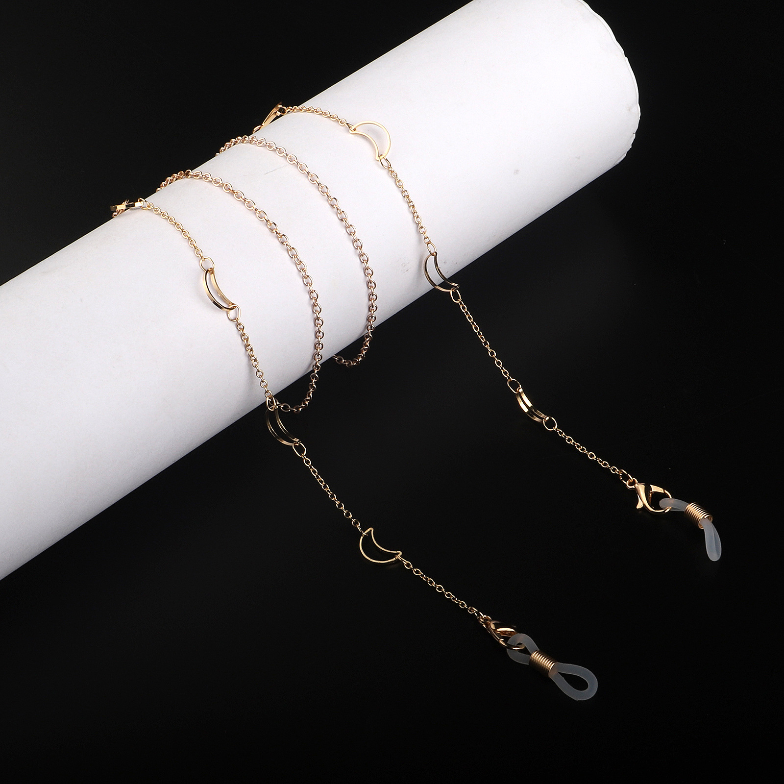 25g Weight Metal Material Gold Color Fashion Simple Copper Moon Chain Glasses Chain Glasses Rope 无