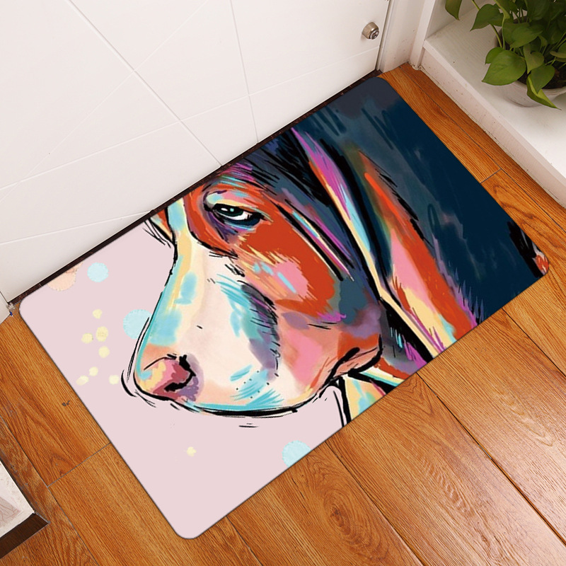 亚马逊无纺布橡胶地垫进门 大量批发广告定制踩脚垫防滑垫宠物垫|ru