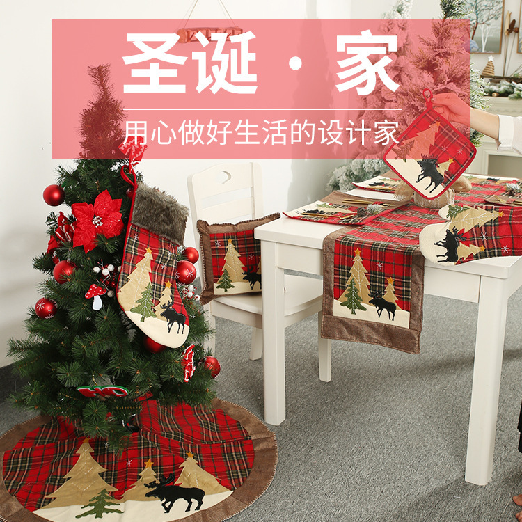 Christmas Decorations, Plaid Cloth, Placemat, Elk, Small Tree, Table Mat, Insulation Pad, Knife And Fork, Cross-border display picture 1