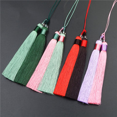 Two-color tassel bead two Chinese knot car hanging accessories wrinkle-resistant bag hanging ornaments tassel ice silk color-matching tassel 