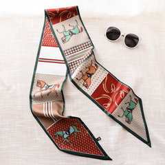 Spring and Autumn Ribbon New European and American Long Narrow Sharp Corner Sunscreen Silk Scarf Simulated Silk Warm Scarf Wholesale