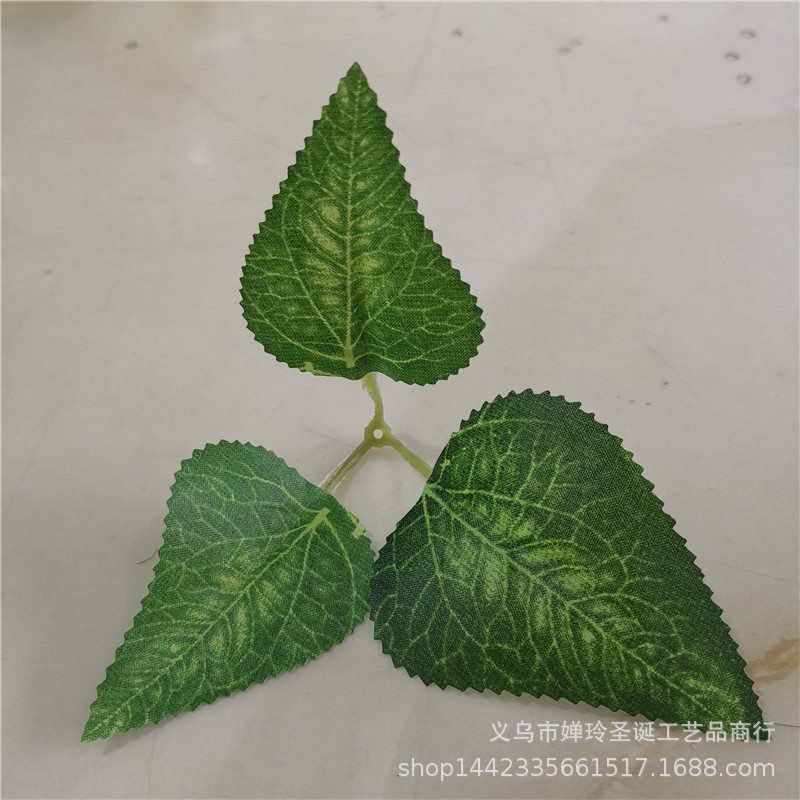 仿真植物仿真花叶配件三叉玫瑰花叶片丝网花玫瑰花叶子向日葵叶片