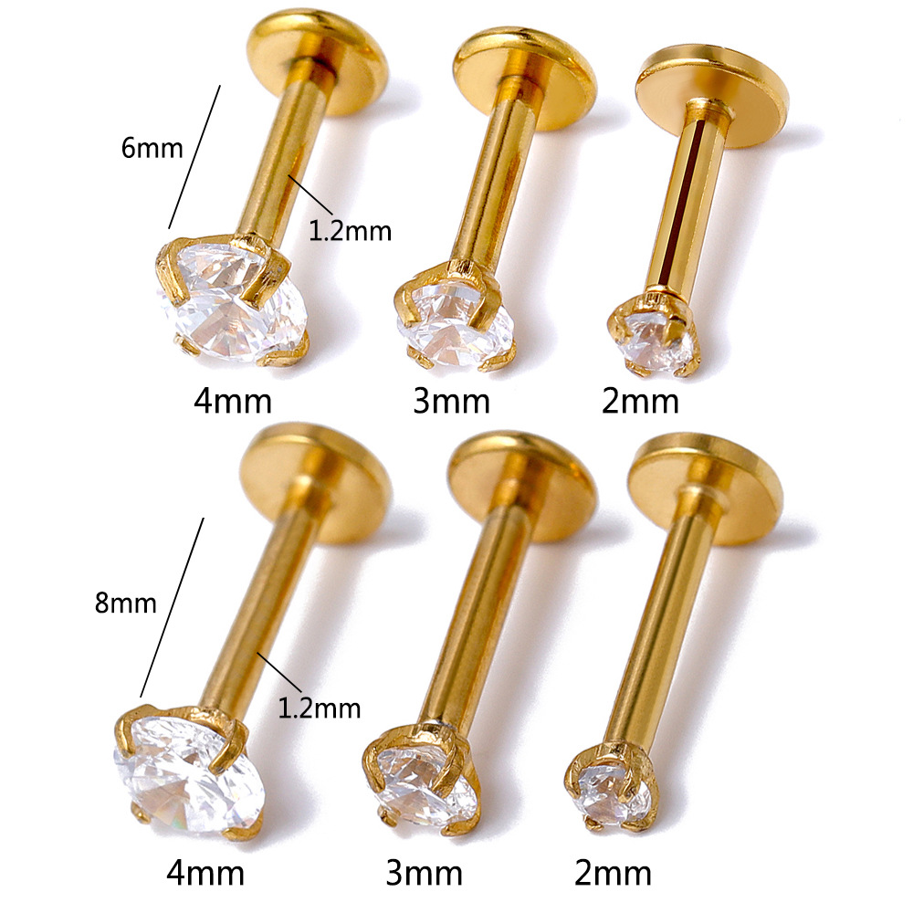 Inferior explosion 1.2 zircon Ear Studs human body puncture Jewelry Europe and America fashion Bone nail Earrings goods in stock wholesale