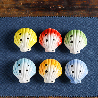 6孔陶笛 中音C調 學生初學款式  卡通景區兒童玩具 多彩貝殼