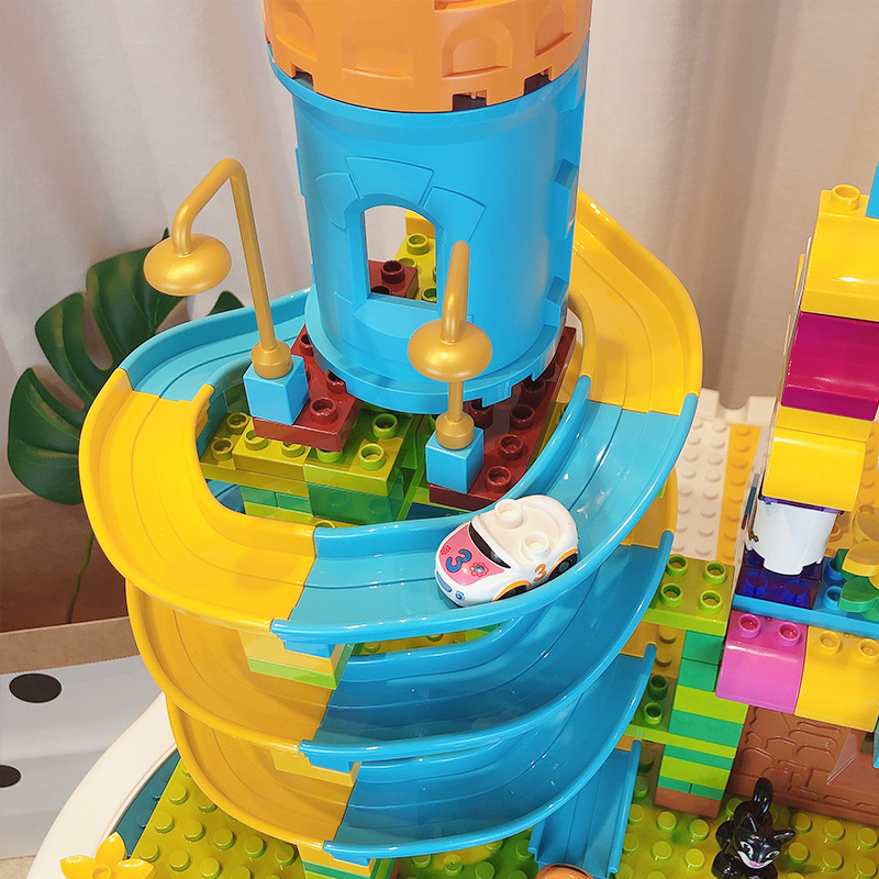 Bloques de construcción para niños partículas grandes juguetes ensamblados Castle Racing bloques de construcción piso de la Mesa juguetes educativos para niños y niñas regalos