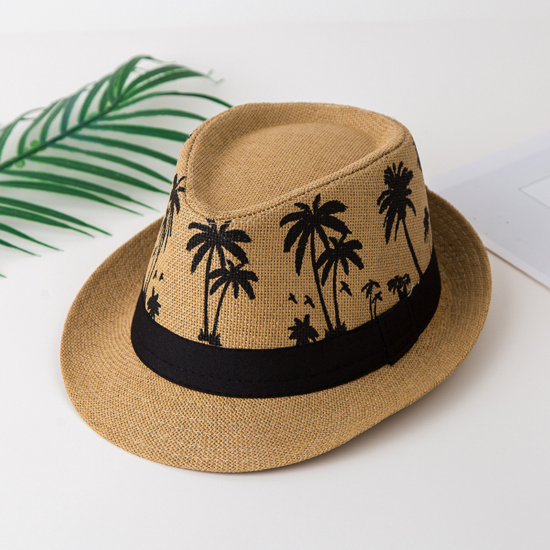Unisex Pastoral Coconut Tree Printing Crimping Fedora Hat display picture 1