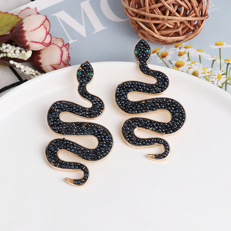 New Snake Earring Fashionable Wild Bead Earrings display picture 4