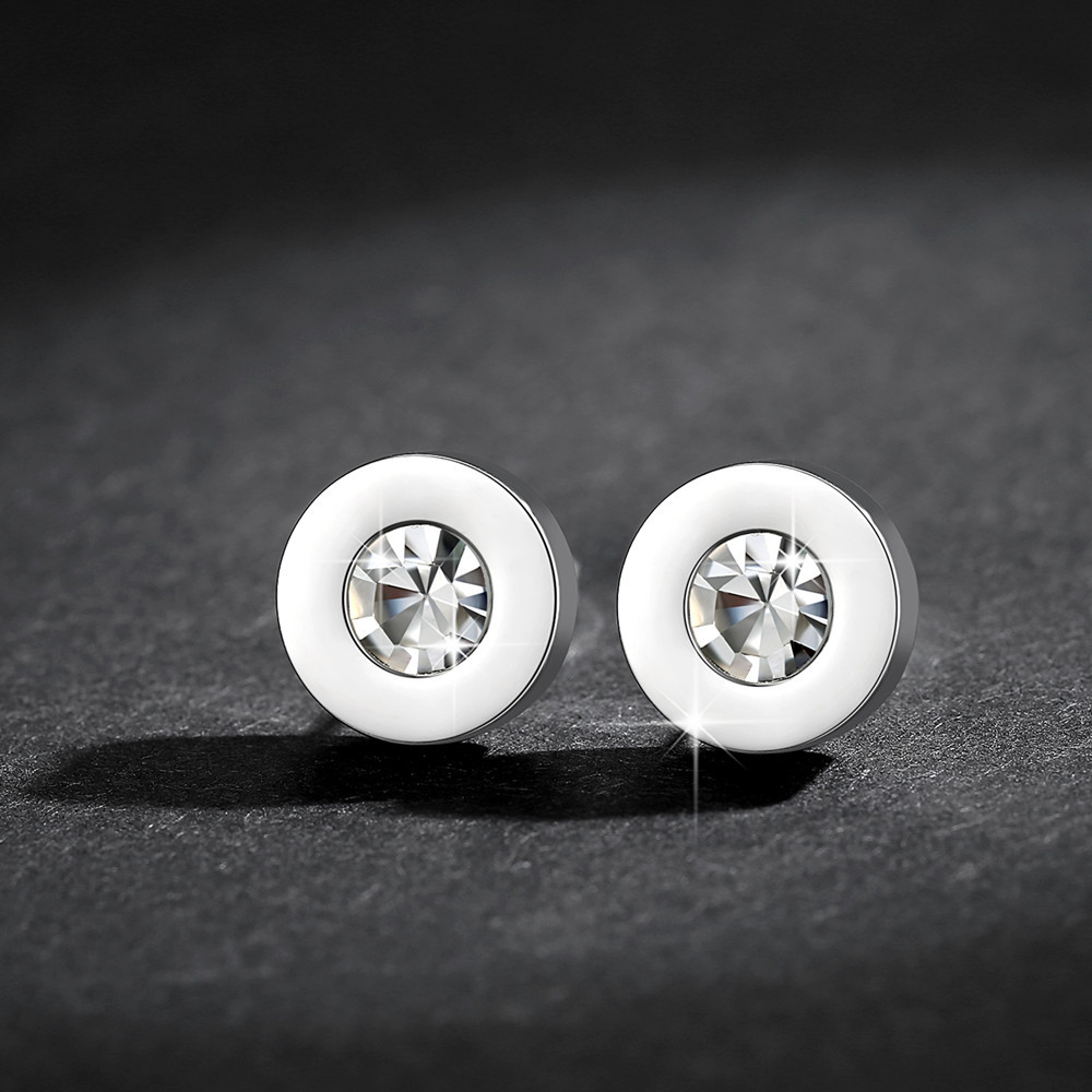 Stainless Steel Round Zircon Earrings_colorza_4