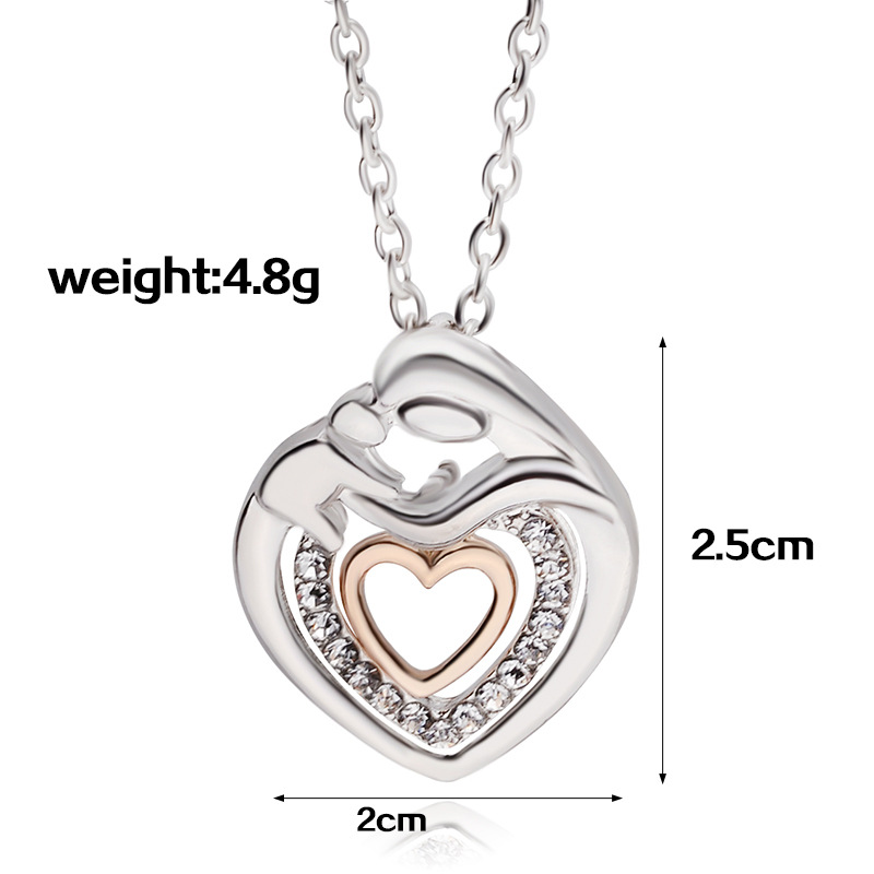 Explosion Necklace Clavicle Chain Fashion Trend Mother's Day Gift Belt Diamond Double Heart Pendant Necklace Wholesale Nihaojewelry display picture 1