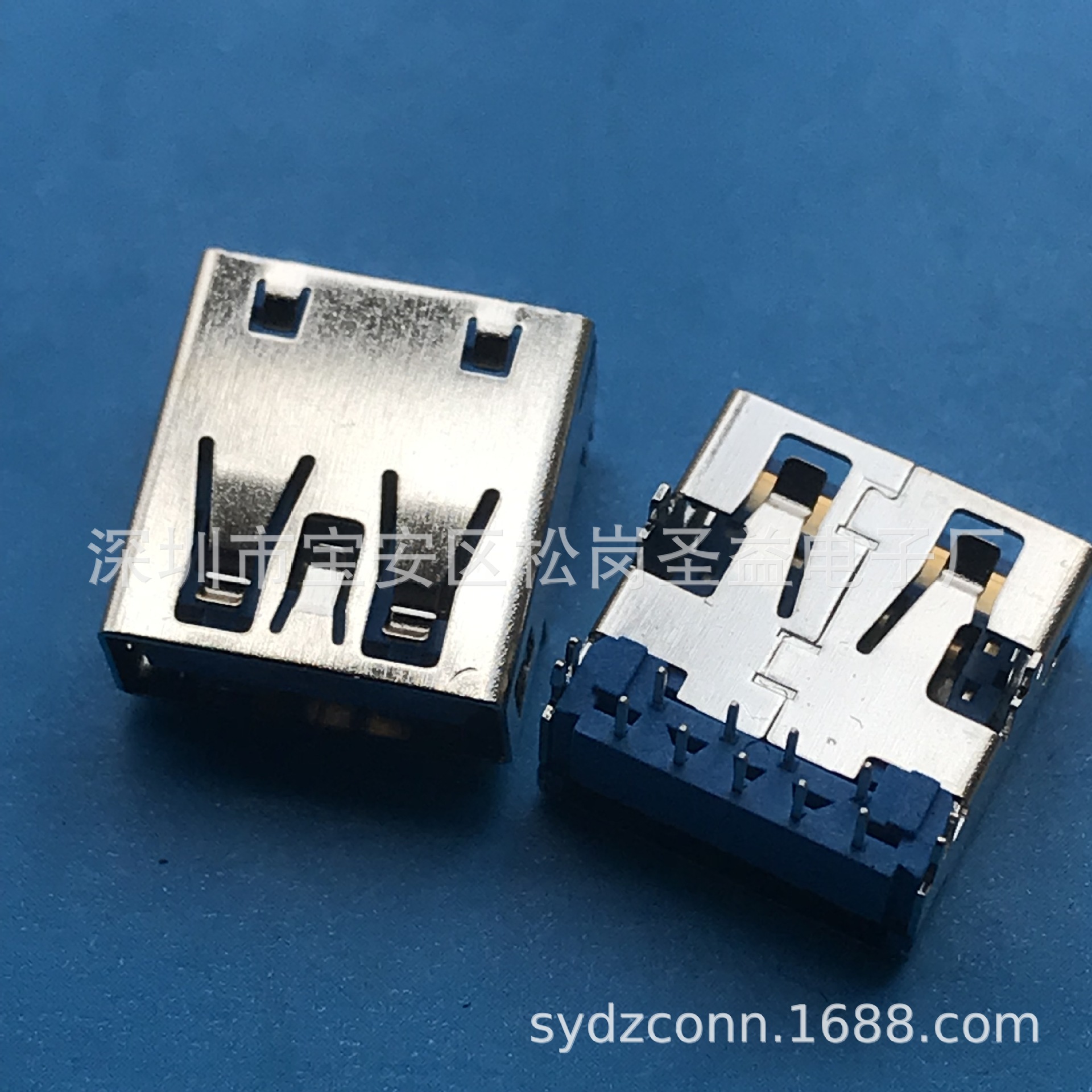 USB A母3.0母座9Pin 短体L=10/11.1mm立式180度dip直插黑色胶芯-阿里巴巴