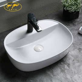 厂家批发0076艺术盆 半嵌式盆 卫生间陶瓷盆 带溢水台上陶瓷盆