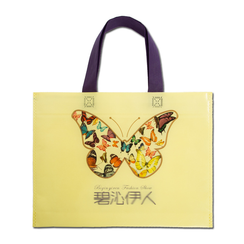 覆膜彩印无纺布手提袋logo无侧有底加厚服装宣传购物袋无纺布袋子