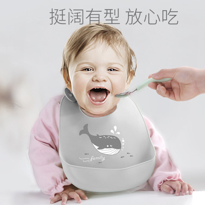 厂家直销外贸OEM加工婴儿童防水硅胶围兜小孩吃饭放脏口水巾|ms