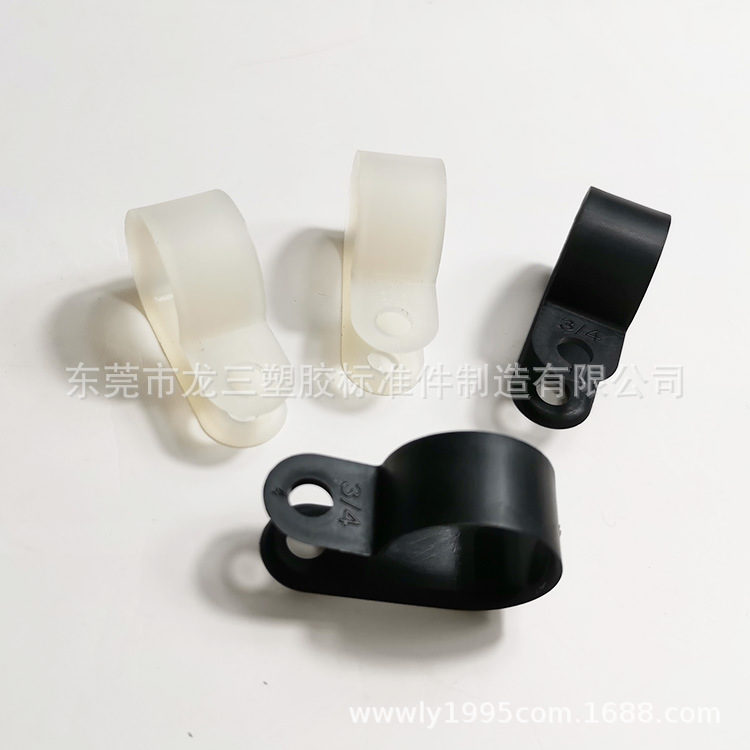 龙三塑胶厂供应r型固线夹 UC-5（3/4）黑色尼龙r型线夹 线材配件