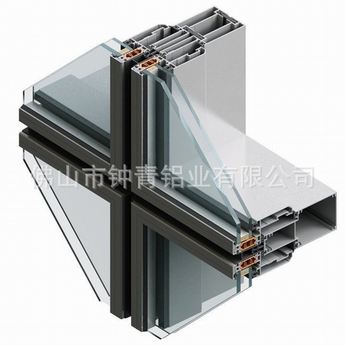 竖明横隐幕墙铝型材120/130/140/150*65装饰盖开启窗铝合金现货售