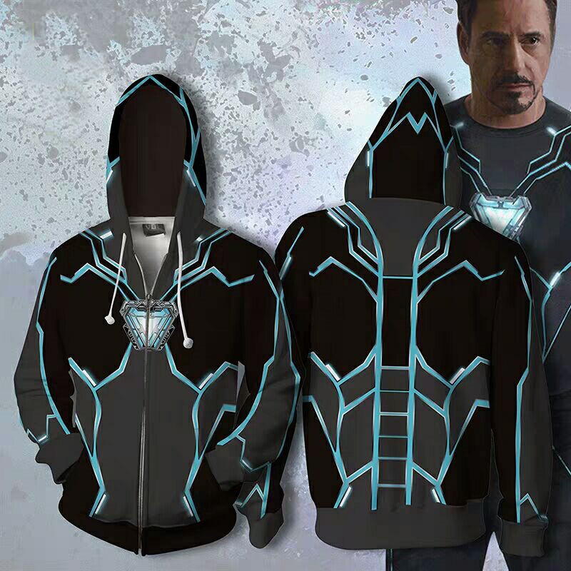 2019 New Iron man Tony Stark same sweater 3D printed hooded sweater cosplay 2019 New Iron man Tony Stark same sweater 3D printed hooded sweater cosplay