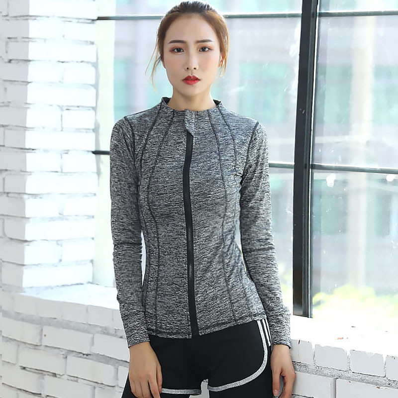 Sports jacket Tight fitting run zipper Quick drying Yoga suit Hooded Long sleeve motion jacket Fitness wear Quick drying