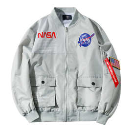 2023秋冬新款男士棉服nasa联名飞行员立领男式夹克大码工装多口袋