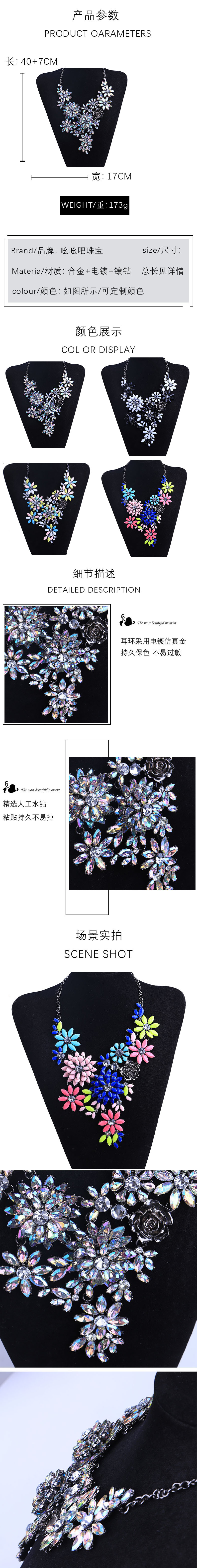 Fashion Alloy Diamond-studded Crystal Flower Necklace display picture 1