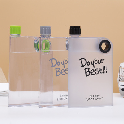 创意A5扁平纸张水杯随手杯子磨砂塑料杯笔记本水壶方形杯厂家定制|ms