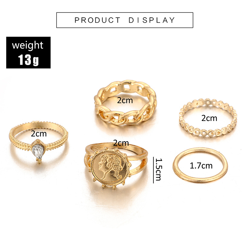 New Diamond-studded Badge Name Image Ring Set display picture 1