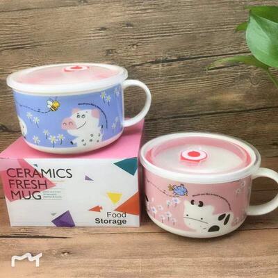 ceramics A bowl of instant noodles flowers and plants Surface Cup Wholesale gift originality Instant noodles Fresh Bowl Promotional gifts