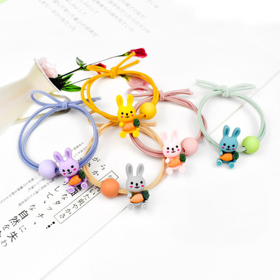 韩国胶圈可爱兔子发圈女孩儿童扎头绳皮筋发绳头花皮套饰品批发