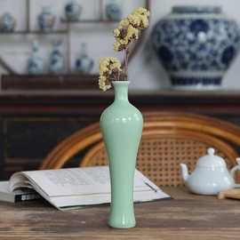景德镇创意手工陶瓷小花瓶中式禅意简约花器茶道花艺摆件工艺品