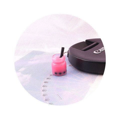 New Colorful Pearl Milk Tea Glass Bottle Earrings Pendant Keychain DIY Accessory