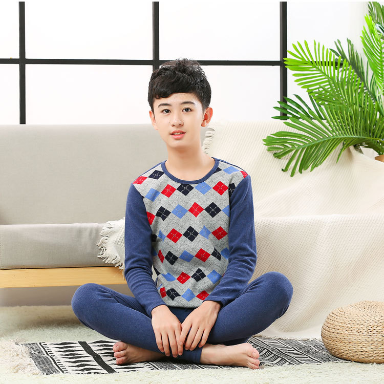 Big boy Thermal underwear set pure cotton Boy Children Qiuyiqiuku 10 Teen boy 15 Cotton sweater