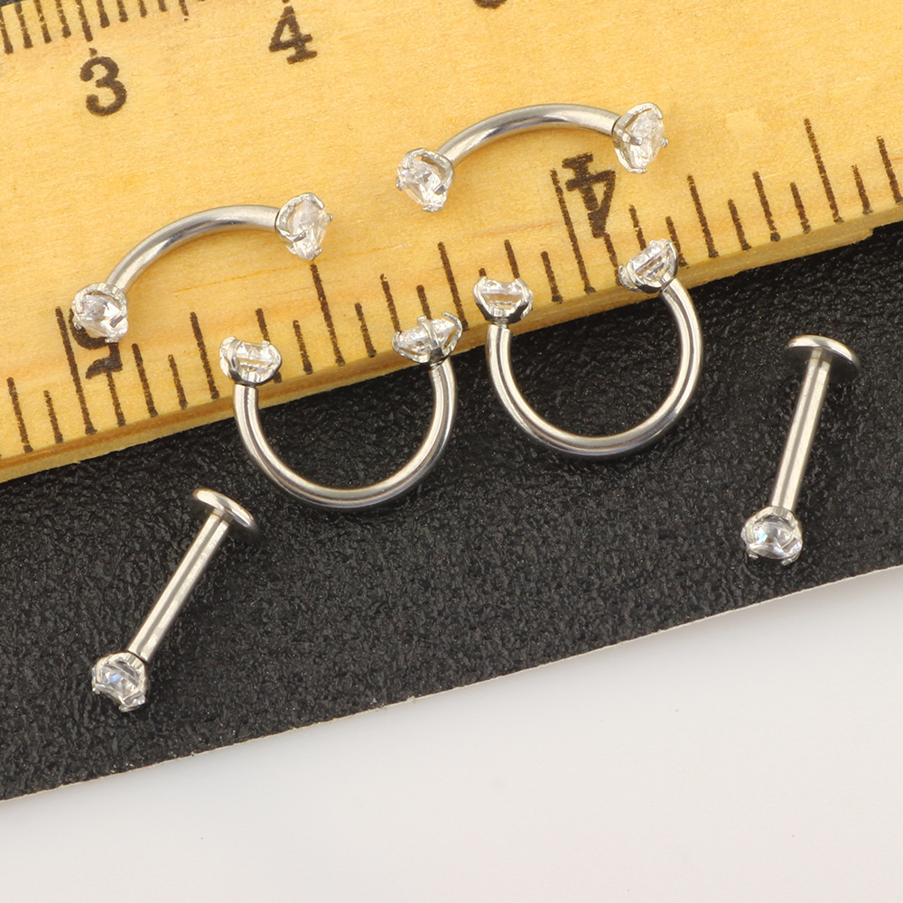 6-Piece Stainless Steel Zircon Eyebrow Nose Lip Piercing Jewelry Set - Diamond Shape Studs for Ear Eyebrow Nose Lip detail image 13