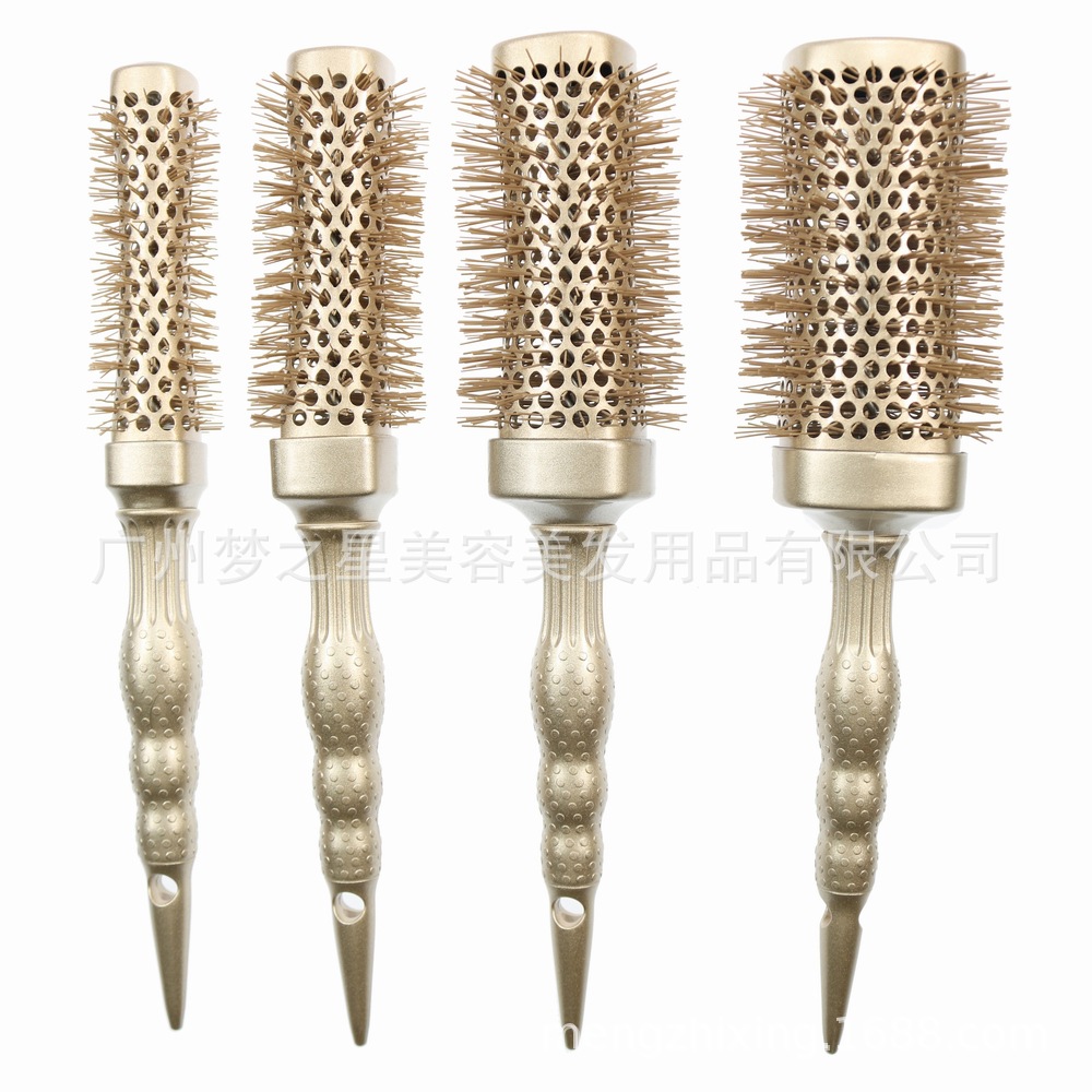 金色四方腰形蓬松陶瓷圓筒尖尾滾梳