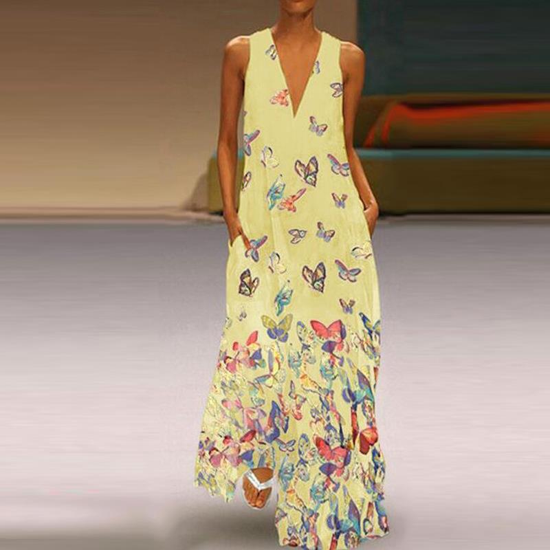 Bohemian Butterfly Print Maxi Dress