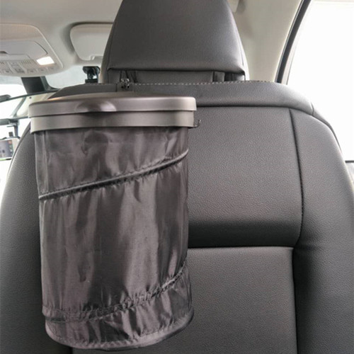 Car retractable trash can hanging seat back storage bag organizer flip-top storage box car oxford cloth