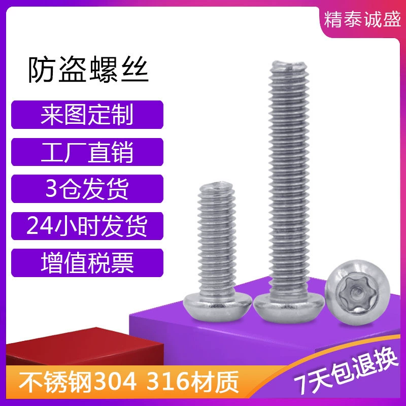 В наличии Поставка 304 Нержавеющая сталь с круглой головкой Винт Torx для защиты от кражи с колонкой