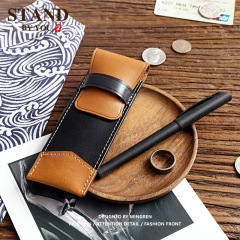 Retro handmade pencil case for male and female students genuine leather pen case vegetable tanned cowhide simple ultra-thin stationery pen leather case