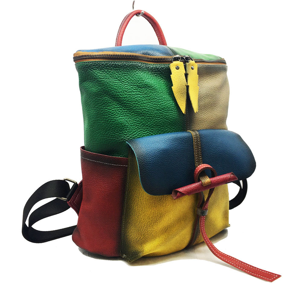 Women's Backpack, Hand Painted Cowhide Bucket Shoulder Bag_voghion.com