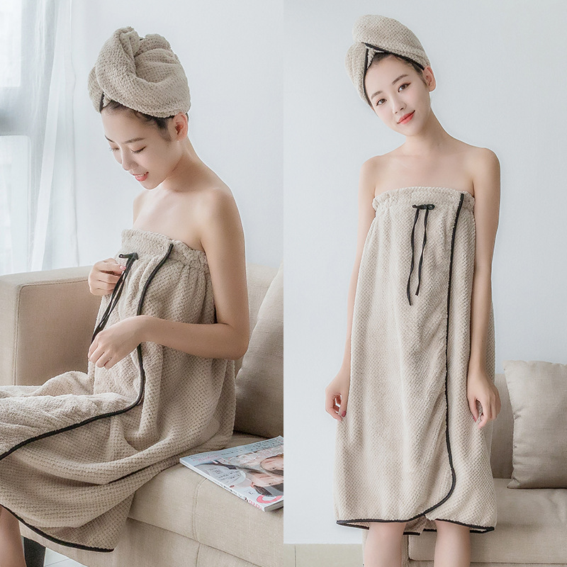 라이스 그레이 (목욕 스커트 + 드라이 헤어 캡, 2 종 세트)