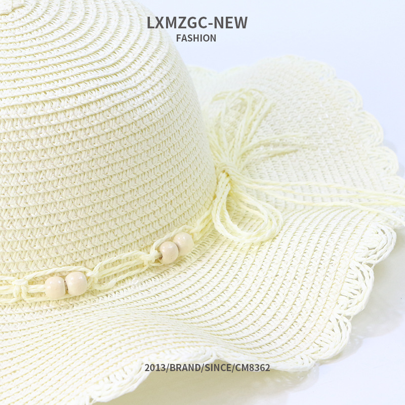 solid color cute wave brim straw hat  NSTQ34738